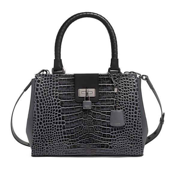 Tumi Pavia Cori Croc-Embossed Tote Bag- Charcoal - Picture 5 of 11